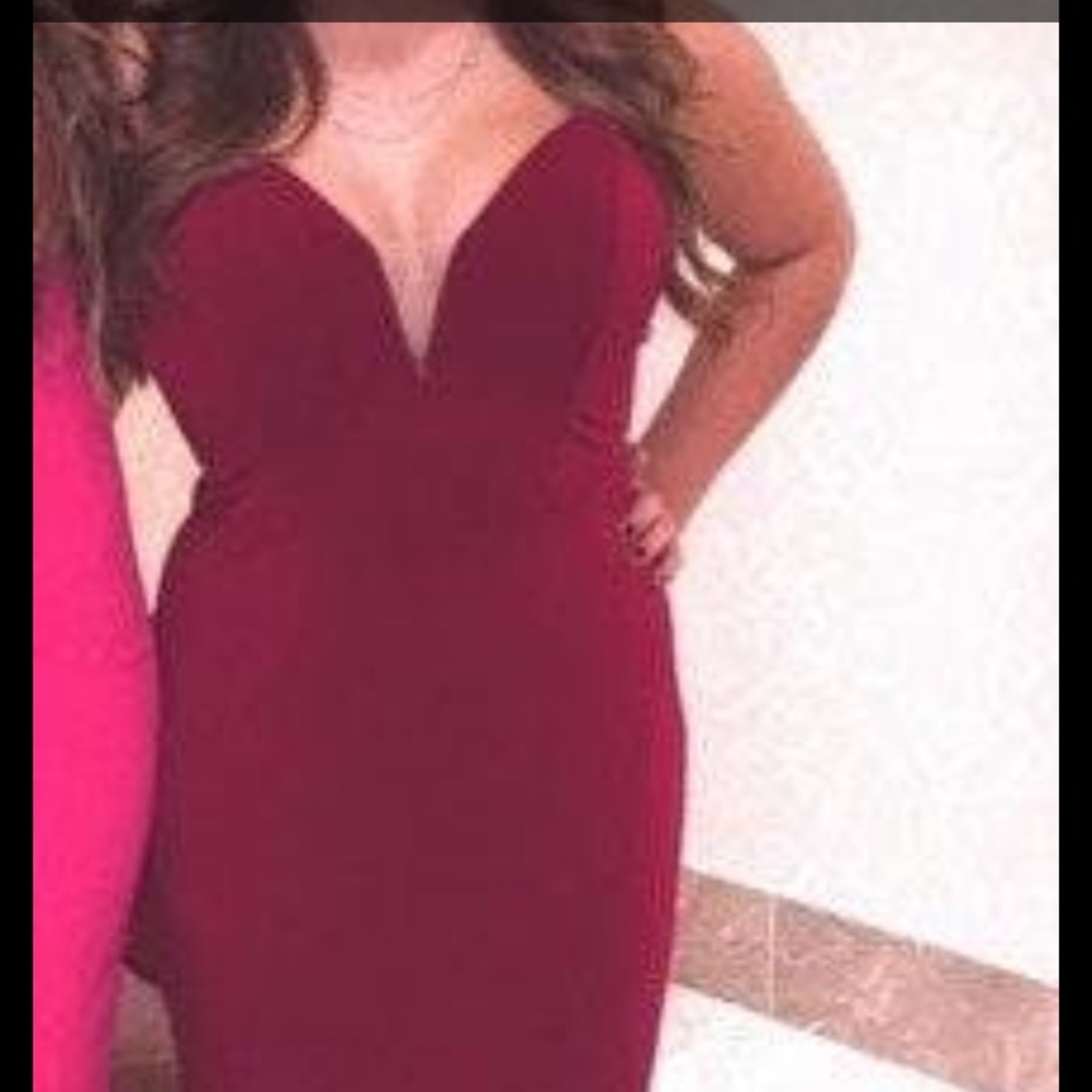 Jovani maroon floor length gown